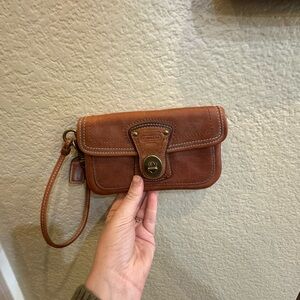 Coach Brown Leather Wristlet